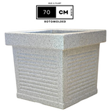 Cubo Rotomolded Square Plastic Pot For Home & Garden (White Stone Finish, Pack Of 1)