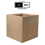 Quebec Square Rotomolded Plastic Pot for Home & Garden (Cream Stone Finish, Pack of 1)