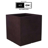 Quebec Square Rotomolded Plastic Pot for Home & Garden (Brown Stone Finish, Pack of 1)