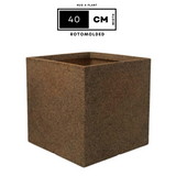 Quebec Square Rotomolded Plastic Pot for Home & Garden (Sand Stone Finish, Pack of 1)