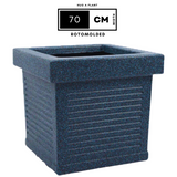 Cubo Rotomolded Square Plastic Pot For Home & Garden (Midnight Stone Finish, Pack Of 1)
