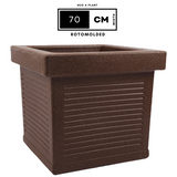 Cubo Rotomolded Square Plastic Pot For Home & Garden (Brown Stone Finish, Pack Of 1)