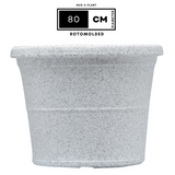 Duro Rotomolded Round Plastic Pot For Home & Garden (White Stone Finish, Pack Of 1)