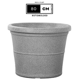 Duro Rotomolded Round Plastic Pot For Home & Garden (Grey Stone Finish, Pack Of 1)