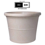 Duro Rotomolded Round Plastic Pot For Home & Garden (Cream Stone Finish, Pack Of 1)