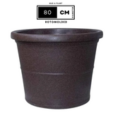 Duro Rotomolded Round Plastic Pot For Home & Garden (Brown Stone Finish, Pack Of 1)