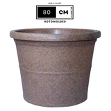 Duro Rotomolded Round Plastic Pot For Home & Garden (Sand Stone Finish, Pack Of 1)