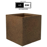 Quebec Square Rotomolded Plastic Pot for Home & Garden (Sand Stone Finish, Pack of 1)