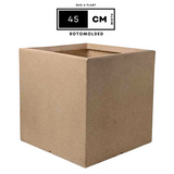 Quebec Square Rotomolded Plastic Pot for Home & Garden (Cream Stone Finish, Pack of 1)