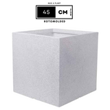 Quebec Square Rotomolded Plastic Pot for Home & Garden (White Stone Finish, Pack of 1)