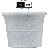 Duro Rotomolded Round Plastic Pot For Home & Garden (White Stone Finish, Pack Of 1)