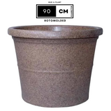 Duro Rotomolded Round Plastic Pot For Home & Garden (Sand Stone Finish, Pack Of 1)