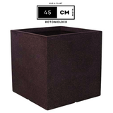 Quebec Square Rotomolded Plastic Pot for Home & Garden (Brown Stone Finish, Pack of 1)