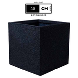 Quebec Square Rotomolded Plastic Pot for Home & Garden (Midnight Stone Finish, Pack of 1)