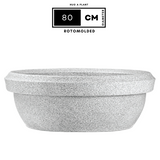 Hug A Plant | Lotus Bowl Rotomolded Round Plastic Pot for Home & Garden (Pack of 1, White Stone Finish)