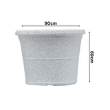 Duro Rotomolded Round Plastic Pot For Home & Garden (White Stone Finish, Pack Of 1)