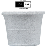 Duro Rotomolded Round Plastic Pot For Home & Garden (White Stone Finish, Pack Of 1)