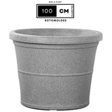 Duro Rotomolded Round Plastic Pot For Home & Garden (Grey Stone Finish, Pack Of 1)