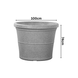 Duro Rotomolded Round Plastic Pot For Home & Garden (Grey Stone Finish, Pack Of 1)