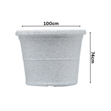 Duro Rotomolded Round Plastic Pot For Home & Garden (White Stone Finish, Pack Of 1)