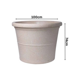 Duro Rotomolded Round Plastic Pot For Home & Garden (Cream Stone Finish, Pack Of 1)