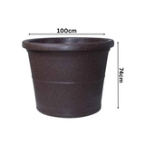 Duro Rotomolded Round Plastic Pot For Home & Garden (Brown Stone Finish, Pack Of 1)