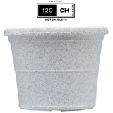 Duro Rotomolded Round Plastic Pot For Home & Garden (White Stone Finish, Pack Of 1)