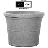 Duro Rotomolded Round Plastic Pot For Home & Garden (Grey Stone Finish, Pack Of 1)