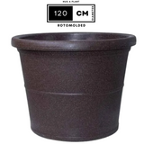 Duro Rotomolded Round Plastic Pot For Home & Garden (Brown Stone Finish, Pack Of 1)