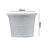 Duro Rotomolded Round Plastic Pot For Home & Garden (White Stone Finish, Pack Of 1)
