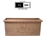 Flora Rectangle Rotomolded Plastic Pot for Home & Garden (Pack Of 1, Sand Stone Finish)
