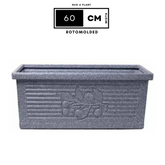 Flora Rectangle Rotomolded Plastic Pot for Home & Garden (Pack Of 1, Grey Stone Finish)