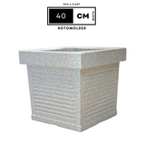 Cubo Rotomolded Square Plastic Pot For Home & Garden (White Stone Finish, Pack Of 1)