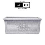 Flora Rectangle Rotomolded Plastic Pot for Home & Garden (Pack Of 1, White Stone Finish)