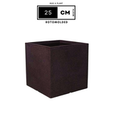 Quebec Square Rotomolded Plastic Pot for Home & Garden (Brown Stone Finish, Pack of 1)