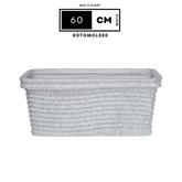 Florence Rectangle Rotomolded Plastic Pot With Wheels for Home & Garden (Pack Of 1, White Stone Finish)