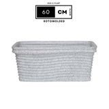 Florence Rectangle Rotomolded Plastic Pot With Wheels for Home & Garden (Pack Of 1, White Stone Finish)