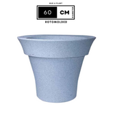 Hug A Plant | Classic Planter Rotomolded Round Plastic Pot for Home & Garden (Pack of 1, White Stone Finish)