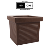 Cubo Rotomolded Square Plastic Pot For Home & Garden (Brown Stone Finish, Pack Of 1)