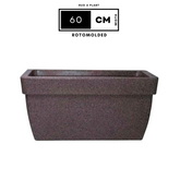 Hug A Plant | Barca Rectangle Rotomolded Plastic Pot with Wheels for Home & Garden (Sand Stone Finish, Pack of 1)