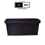 Florence Rectangle Rotomolded Plastic Pot With Wheels for Home & Garden (Pack Of 1, Brown Stone Finish)