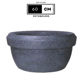 Hug A Plant | Lotus Bowl Rotomolded Round Plastic Pot for Home & Garden (Pack of 1, Grey Stone Finish)