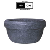Hug A Plant | Lotus Bowl Rotomolded Round Plastic Pot for Home & Garden (Pack of 1, Grey Stone Finish)