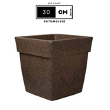 Hug A Plant | Barca Square Rotomolded Plastic for Home & Garden (Sand Stone Finish, Pack of 1)