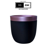 Hug A Plant | Milano Short-Dual Tone Rotomolded Round Plastic Pot With Inner for Home & Garden (Pack of 1, Rose Gold & Black)