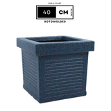 Cubo Rotomolded Square Plastic Pot For Home & Garden (Midnight Stone Finish, Pack Of 1)