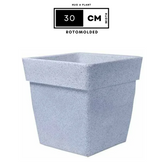 Hug A Plant | Barca Square Rotomolded Plastic for Home & Garden (White Stone Finish, Pack of 1)