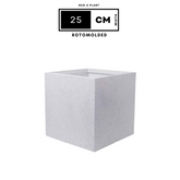 Quebec Square Rotomolded Plastic Pot for Home & Garden (White Stone Finish, Pack of 1)