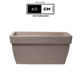 Hug A Plant | Barca Rectangle Rotomolded Plastic Pot with Wheels for Home & Garden (Cream Stone Finish, Pack of 1)