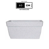 Hug A Plant | Barca Rectangle Rotomolded Plastic Pot with Wheels for Home & Garden (White Stone Finish, Pack of 1)